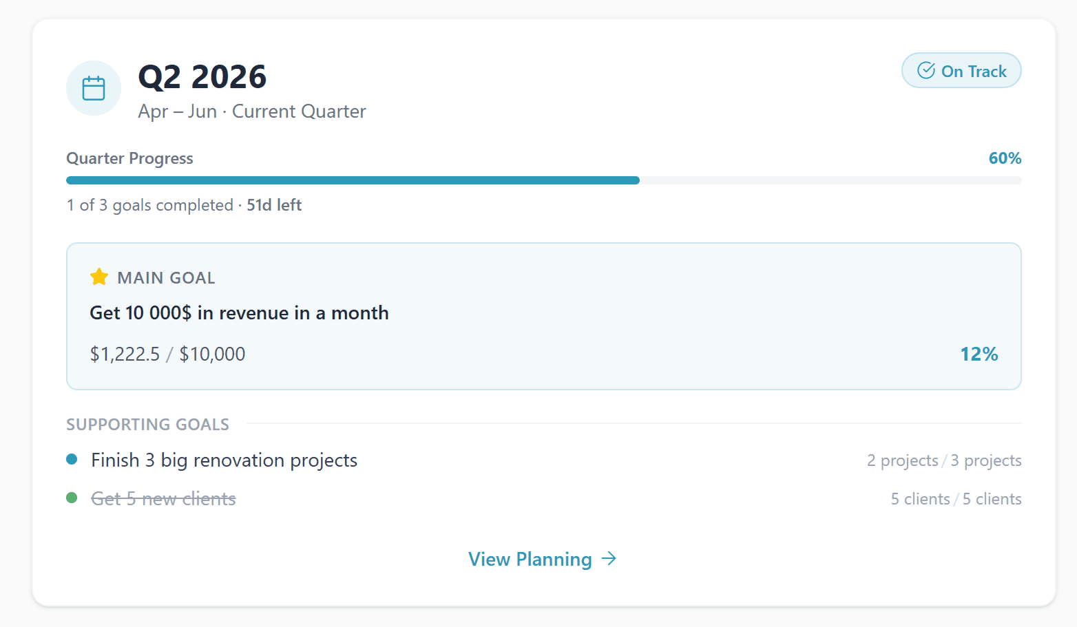 Clarity module — Q2 goals and strategy planning